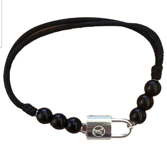 Black Beaded Bracelet with Silver Clasp - Picture 1 of 7